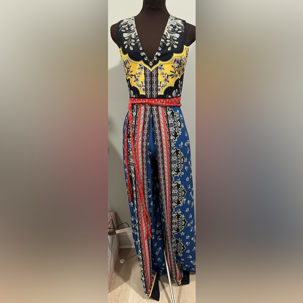 Alice + Olivia Yellow and Blue Jumpsuit